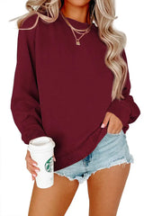 Solid Color Crew Neck Coat Long Sleeve Hoodie - Lootquake