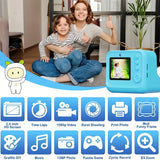Appareil photo instantané pour enfants 2,4 pouces, carte 32 Go, 3 rouleaux de papier, chargement USB, cadeau d'anniversaire, Halloween, Noël, appareil photo numérique haute définition, adapté aux enfants
