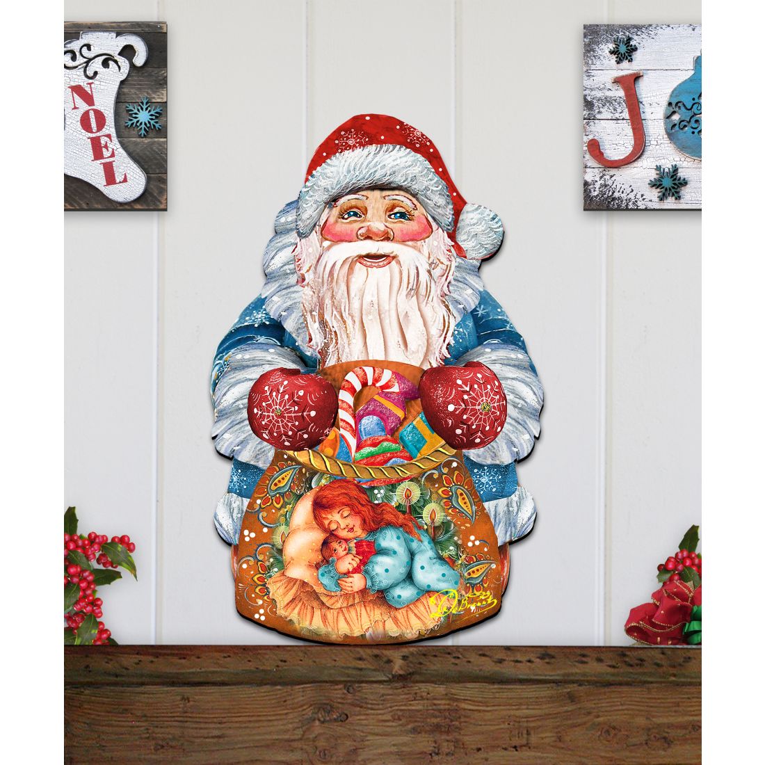 Gift Bag Santa Door Decor Door Decor by G. DeBrekht - Christmas Santa Snowman Decor - 8117901H