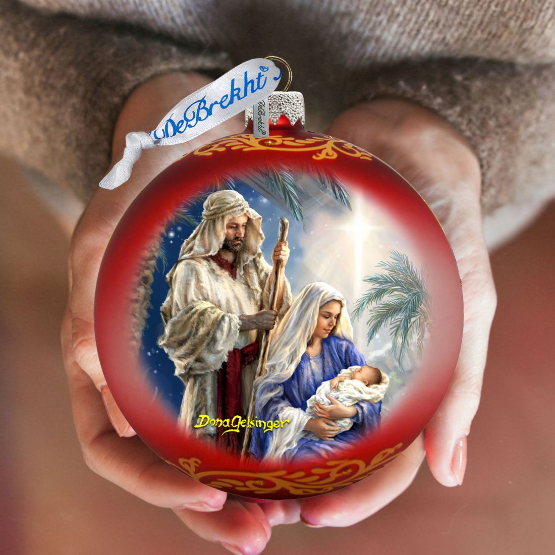 Holy Night Glass Ornament Limited Edition by D. Gelsinger - Nativity Holiday Decor - 73894R-DG
