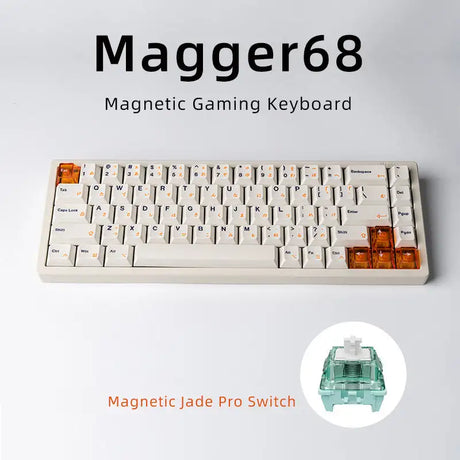 Magnetic White Porcelain Jade 68 Key Aluminum Tuo Keyboard - Lootquake
