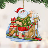 Christmas Decoration Paddleboarding Santa - Handmade Wooden Tree Ornament by Susan Winget - 8471114-SW