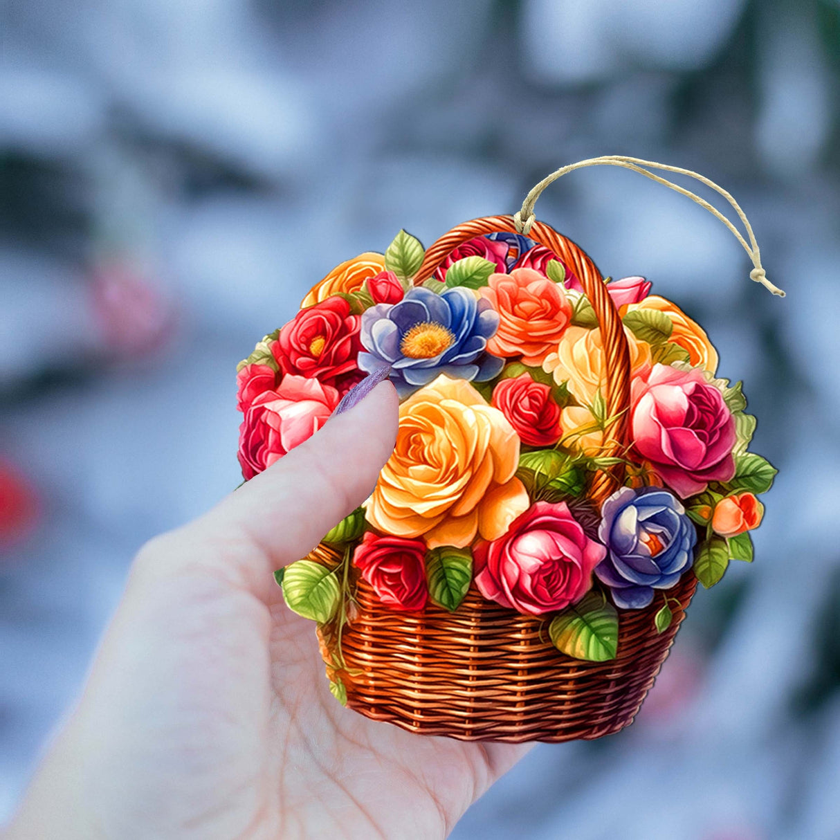 Flowers in the Basket Wooden Ornaments by G. Debrekht - Love Family Decor - 8688316