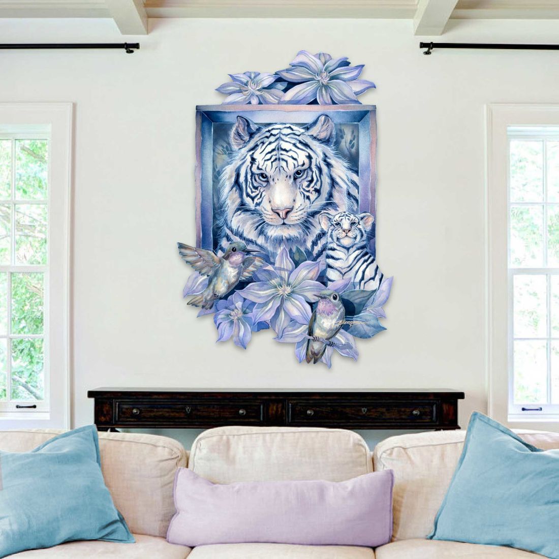 Decoración de puerta con un tigre en el jardín de J. Bergsma - Decoración de vida silvestre - 8591580W-JB