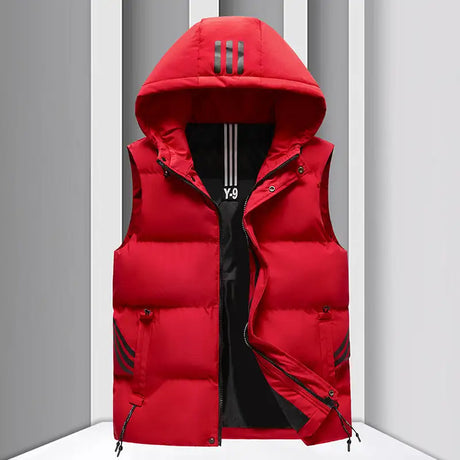 Men's Coat Hooded Thickened Warm Waistcoat Cotton Vest - Lootquake