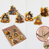 Spooky Houses Decorative Wooden Clip-on Ornaments of 6 by G. Debrekht - Halloween Decor - 8090007C-S6