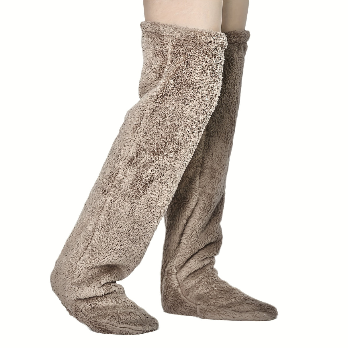Calcetines afelpados hasta el muslo para parejas: medias de punto cálidas y duraderas por encima de la rodilla, de fácil cuidado.
