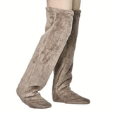 Calcetines afelpados hasta el muslo para parejas: medias de punto cálidas y duraderas por encima de la rodilla, de fácil cuidado.