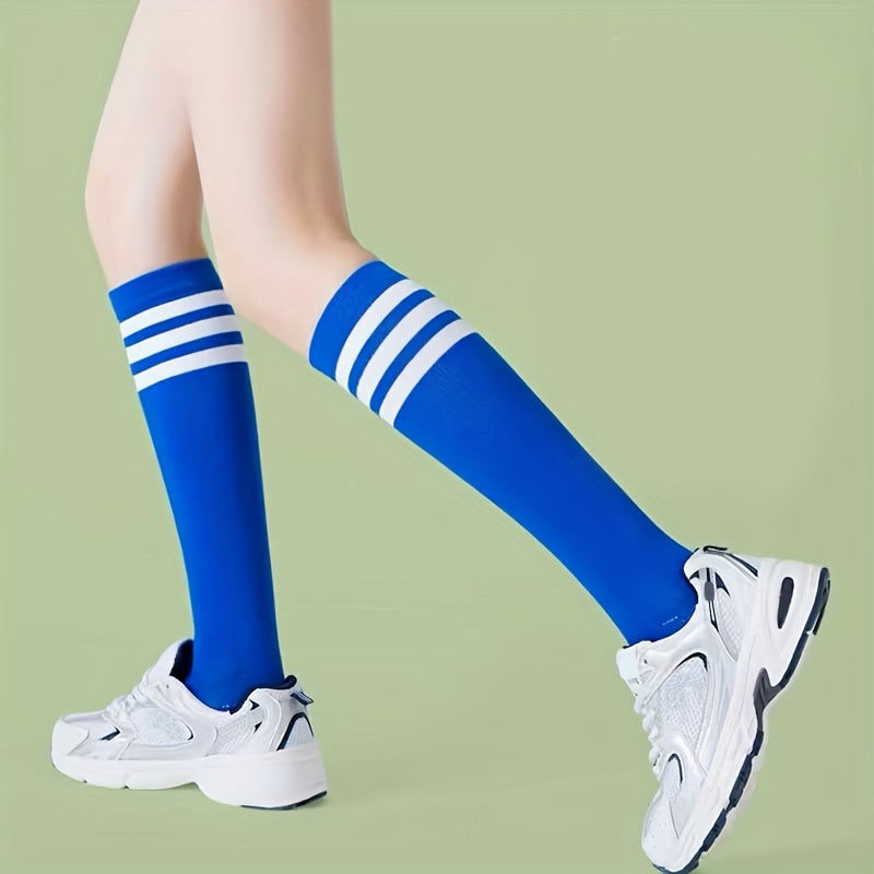 2 Pairs Striped Calf Socks, College Style Party Knee High Socks, Women's Stockings & Hosiery