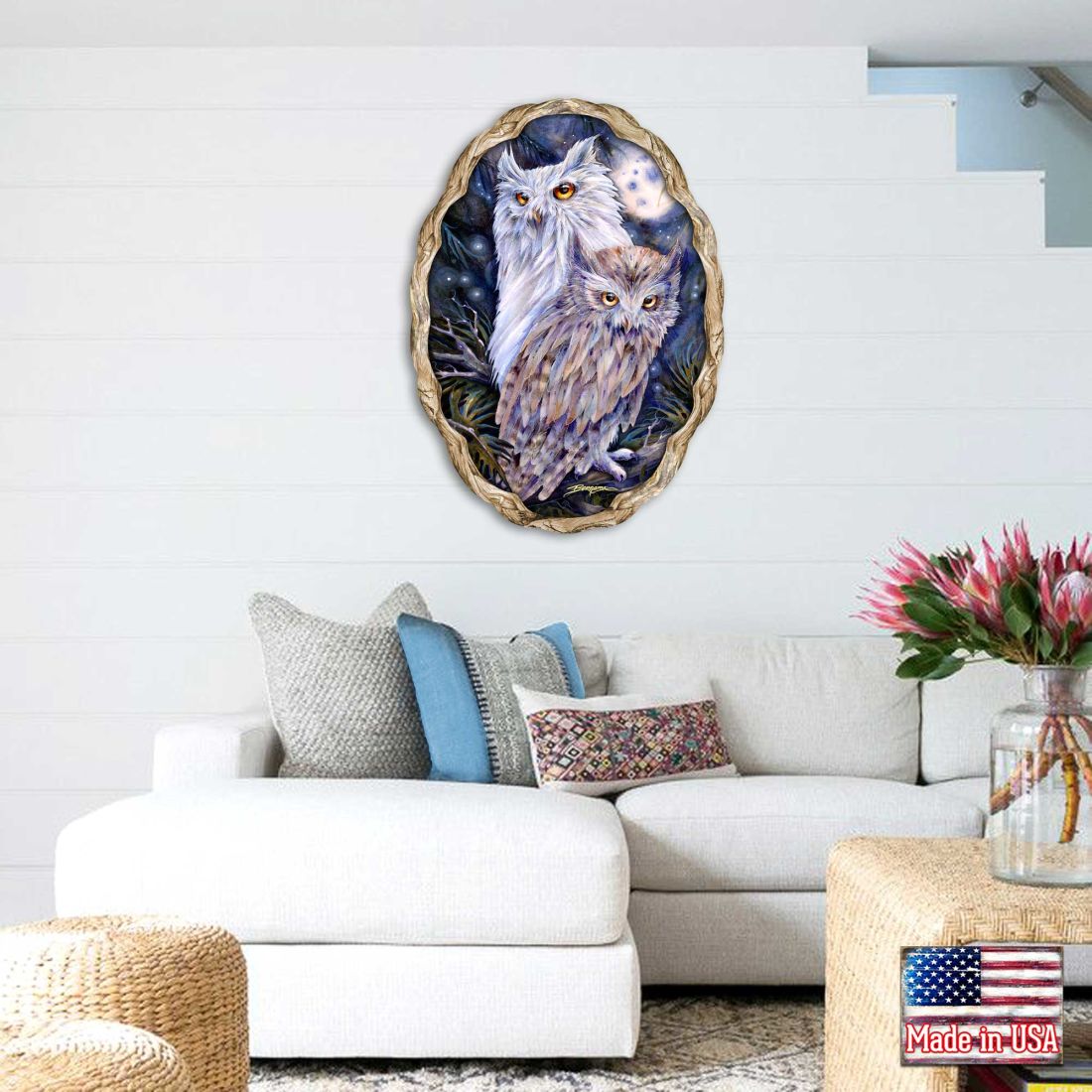 Night Watch Owls Wildlife Wall Art - J. Bergsma - Wildlife Holiday Decor - 8591902W-JB