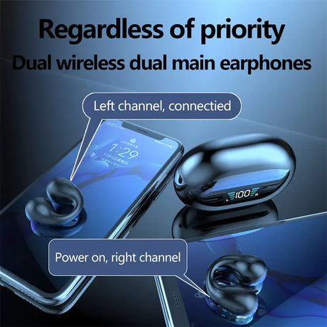 Bone Conduction Headphones TWS Earbuds Ear Clip Bluetooth 5.3 Touch Wireless Earphone In-Ear Bass HIFI Sports Headset - Lootquake