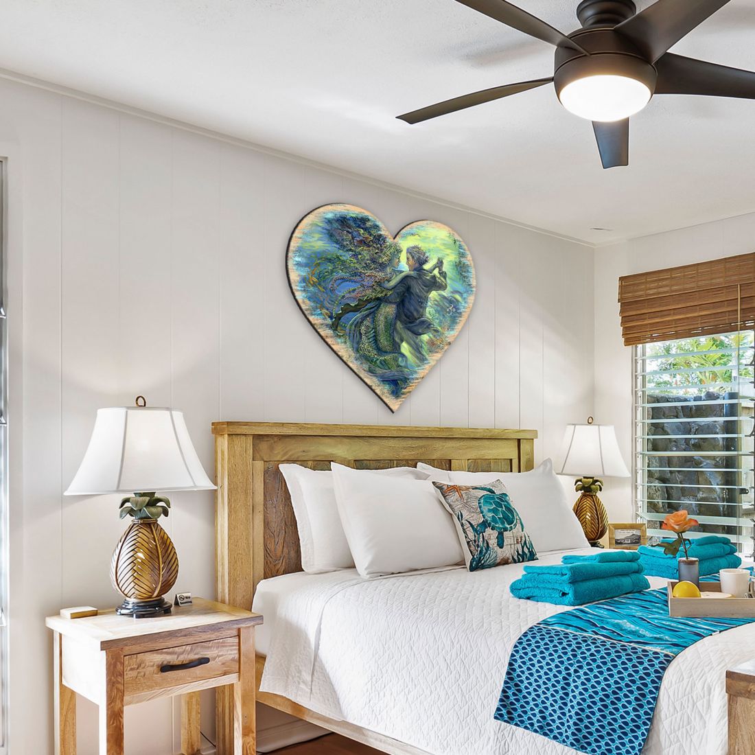 For the Love of a Mermaid Wall Hanger by Josephine Wall - Coastal Sea-Life Decor - 8472111H-JW