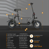Electric Scooter with Seat for Adults, 550W Powerful Motor, 20-Mile Range, Speed up to 18.6MPH, Ample Storage for Pets & Cargo