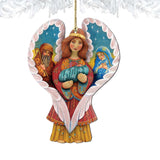 Adornos de madera de ángel de la Sagrada Familia de G. DeBrekht - Decoración navideña para la Natividad - 8154107