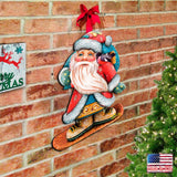 Decoración navideña para puerta con Papá Noel haciendo snowboard de G. DeBrekht - Decoración navideña con muñeco de nieve de Papá Noel - 8119171H