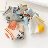 5 pares de calcetines invisibles con estampado de dinosaurio para niño, cómodos, transpirables, informales y suaves, ideales para actividades al aire libre.