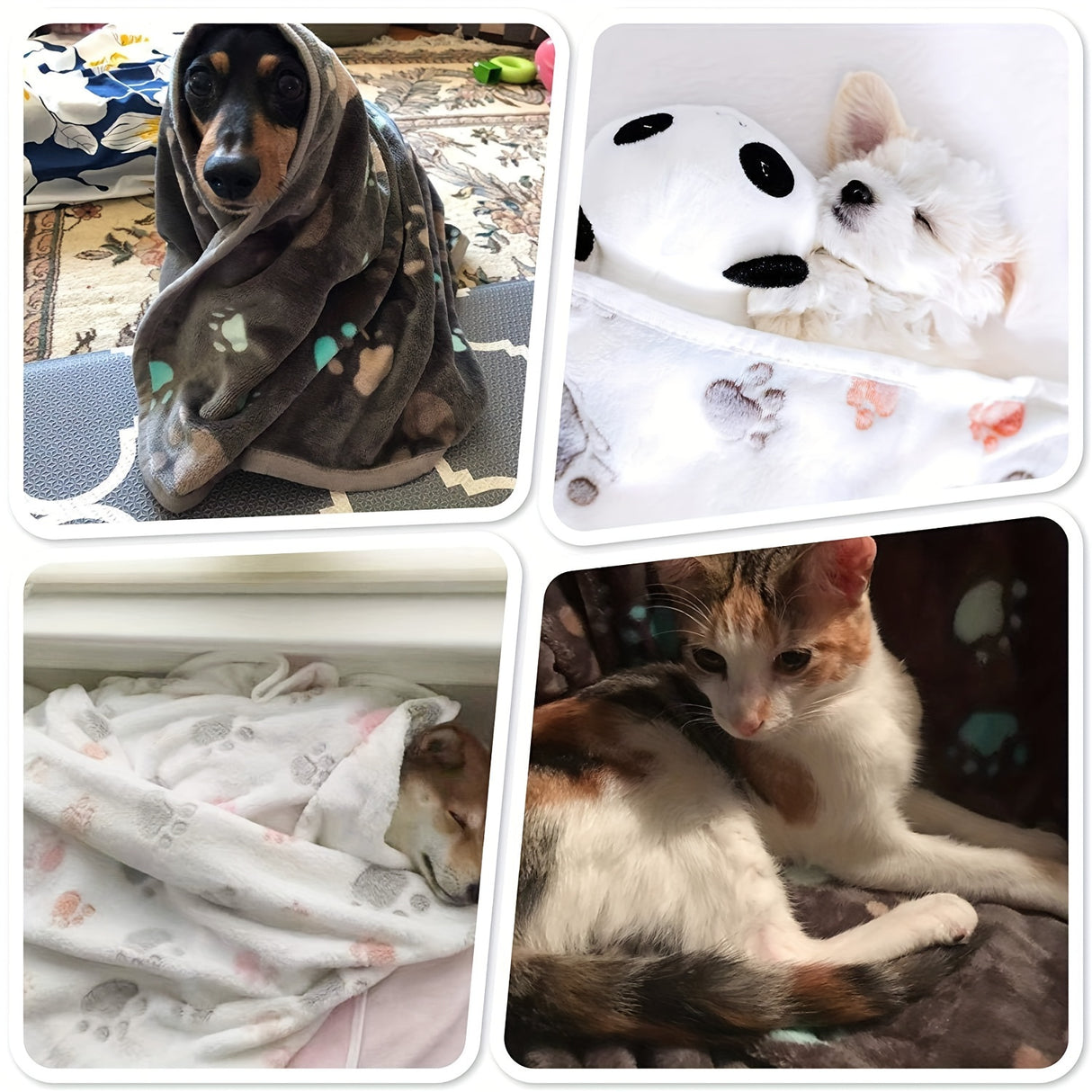 Couverture douillette pour animaux de compagnie avec motif empreinte de patte - Tapis en polaire douce pour chien et chat, housse de coussin chaude pour le confort et les câlins du chiot