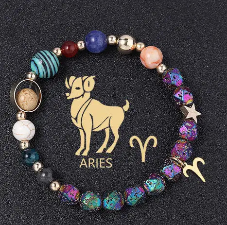 Natural Volcanic Rock Electroplating Twelve Constellations Bracelets - Lootquake
