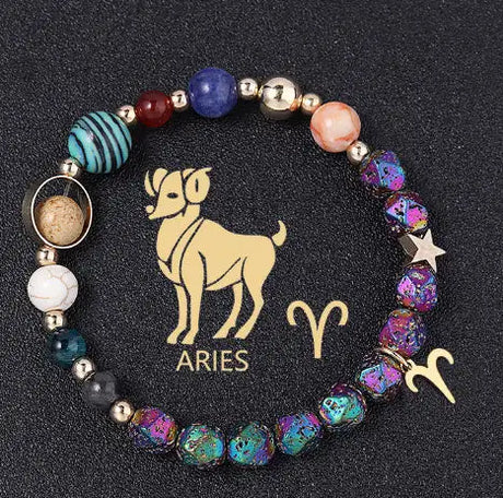 Natural Volcanic Rock Electroplating Twelve Constellations Bracelets - Lootquake