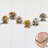 Tree House Decorative Wooden Clip-on Ornaments Set of 6 by G. Debrekht - Christmas Decor - 8090026C-S6