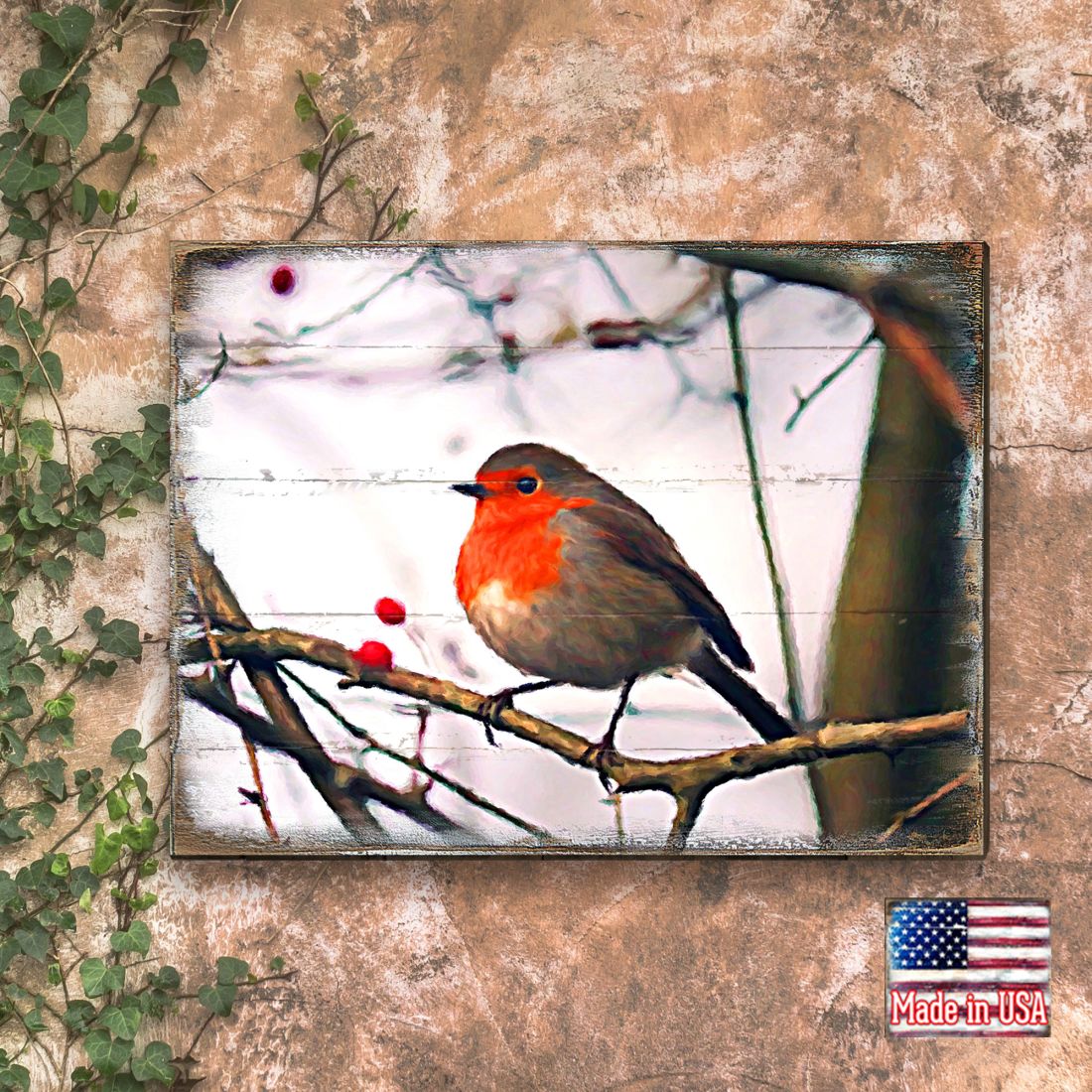 Arte de pared costero de madera con pájaro Amena de Nature Wonders - Decoración costera con vida marina - 95286B