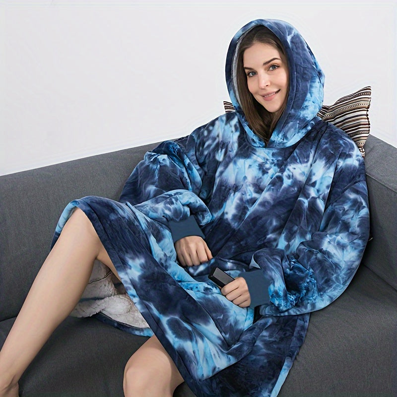 1pc Wearable Blanket Hoodie, Oversized Sherpa Hooded As Birthday Gifts For Mom Women Girlfriend Men, Cozy Sweatshirt With Giant Pocket