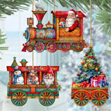 Santa's Train Wooden Ornaments Set of 3 by G. Debrekht - Christmas Decor - 8100199S3