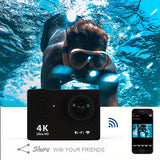 Cámara de acción 4K 30FPS de 12 MP - Cámara deportiva Full HD con conexión wifi - Cámara HD para ciclismo, buceo y exteriores con tarjeta de 32 GB