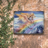 Flight to Aquarius Fantasy Wooden Wall Art by Josephine Wall - Fantasy Decor - 852116-JW
