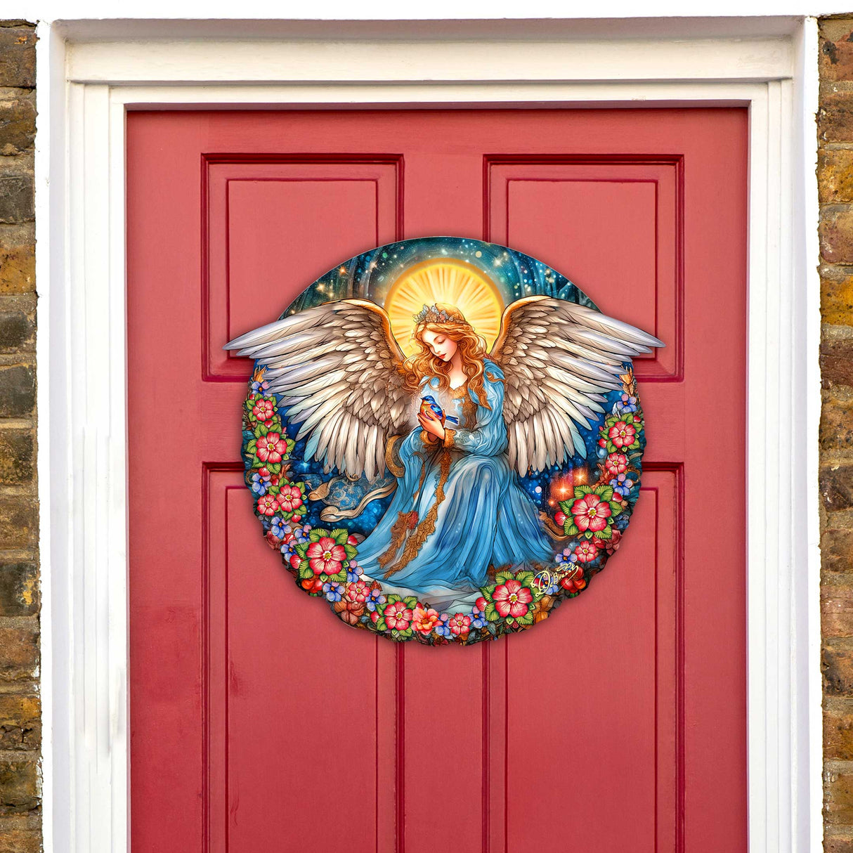 Decoración navideña para puerta "Ángel de la Guarda de la Serenidad" de G. Debrekht - Decoración navideña de Natividad - 8652806H