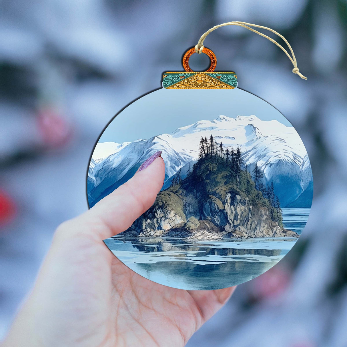 Adornos de madera de la belleza atemporal de la naturaleza de Alaska de G.Debrekht - Decoración navideña con temática de vida silvestre - 870073