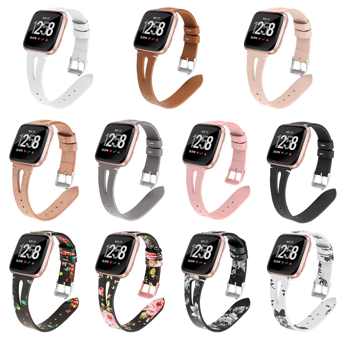 Printed Leather Band with Perforated Cowhide