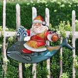 Decoración navideña para puerta con ballena y Papá Noel de G. DeBrekht - Decoración navideña con muñeco de nieve y Papá Noel - 8117827H