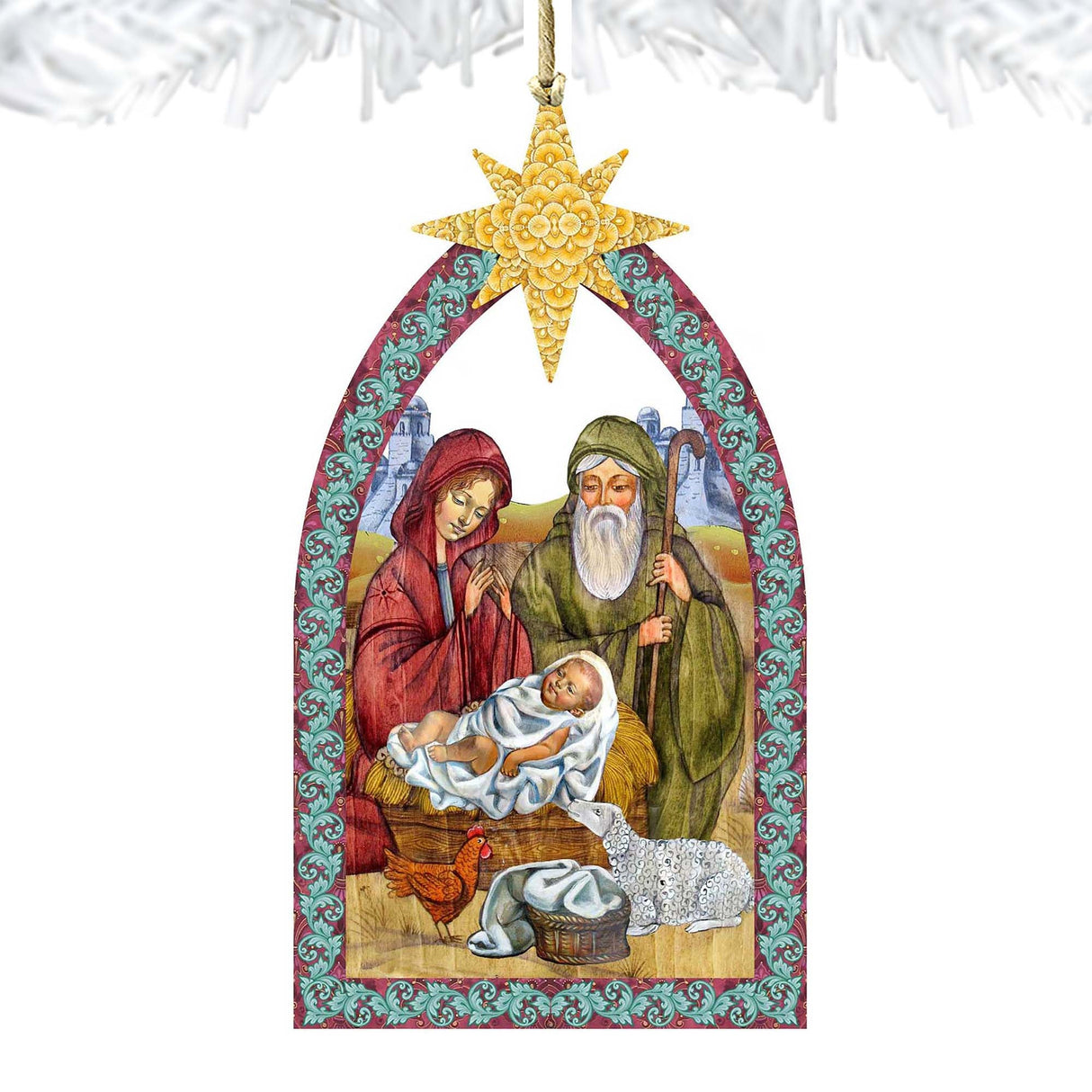 Nativity Manger Star Wooden Ornaments by G. DeBrekht - Nativity Holiday Decor - 8121301