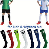 1 par de calcetines deportivos a rayas hasta la rodilla para niños: transpirables y cómodos para baloncesto, fútbol y running.
