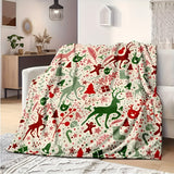 1pc Christmas Throw Blanket - Reindeer and Christmas Trees Printed, Soft, Cozy, Holiday-Themed, Versatile Throw for Couch, Bed, Sofa, Office, Camping, Indoor and Outdoor Use