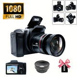 1080P Full HD Digital Camera with 32GB Card, 16x Zoom, 9.88mm Wide-Angle Lens – Compact Travel Essential for Women, Black, Powered by 4 AA Batteries (Not Included), Travel Photography | Sleek Black Camera | Highquality Lens