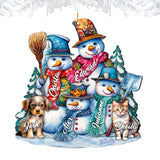 Adornos navideños personalizados de muñeco de nieve con familia feliz - Adornos de madera con nombres de familiares de G. Debrekht - Decoración navideña - 8652755P