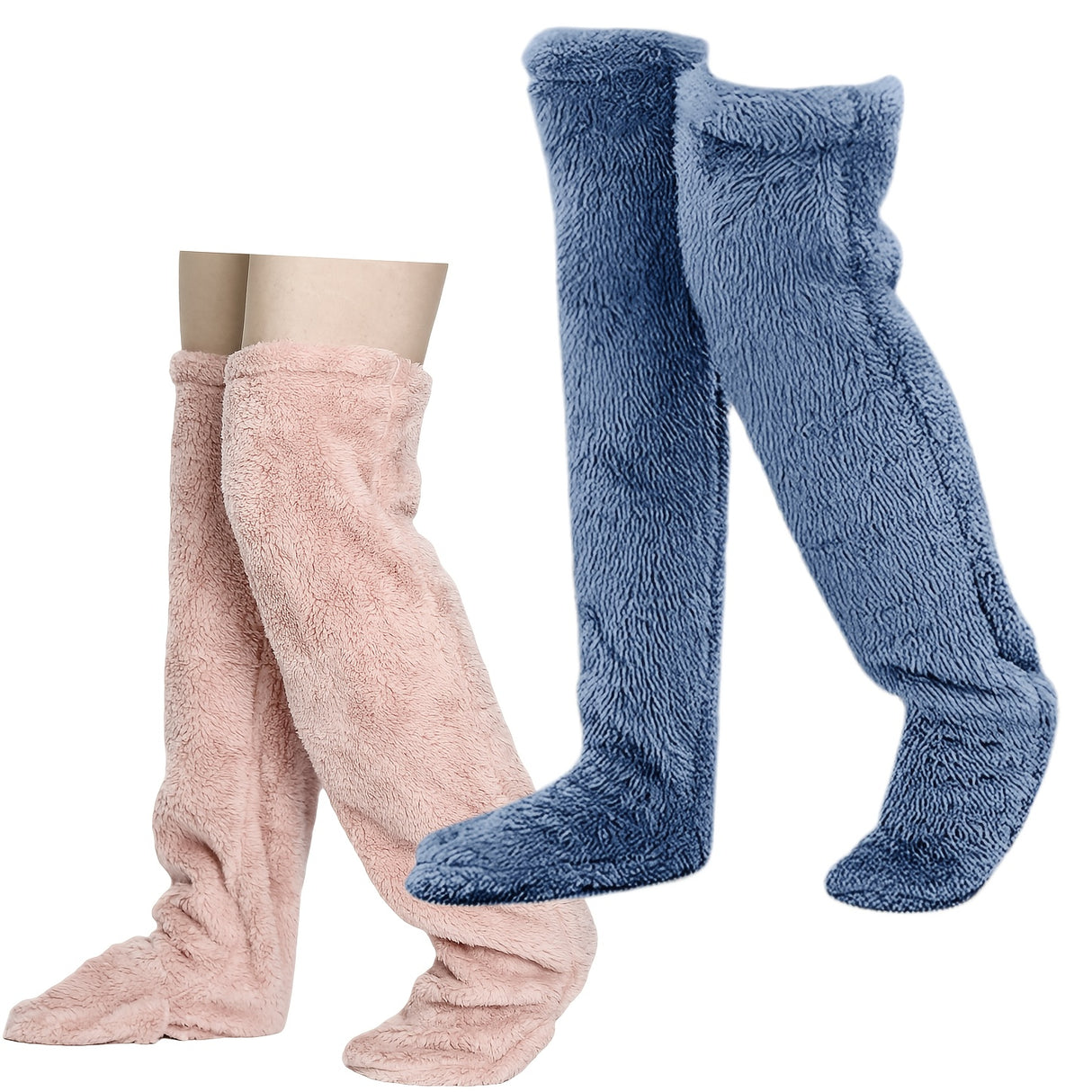 Calcetines afelpados hasta el muslo para parejas: medias de punto cálidas y duraderas por encima de la rodilla, de fácil cuidado.
