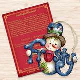 Adornos de madera escarchados de Jamie Mills-Price - Decoración navideña de Papá Noel y muñeco de nieve - 8457505