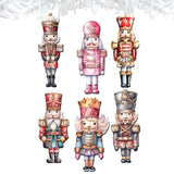 Nutcrackers Decorative Wooden Clip-on Ornaments of 6 by G. Debrekht - Christmas Decor - 8090008C-S6