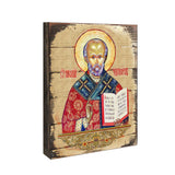 Icono sagrado ortodoxo religioso de madera de San Nicolás bañado en oro - Decoración inspiradora - 85021