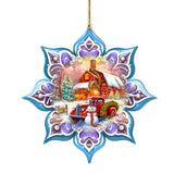 Christmas Red Barn Snowflake Wooden Ornaments by G. Debrekht - Christmas Decor - 8688429