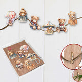 Teddy Bear Decorative Wooden Clip-on Ornaments Set of 6 by G. Debrekht - Christmas Decor - 8090025C-S6