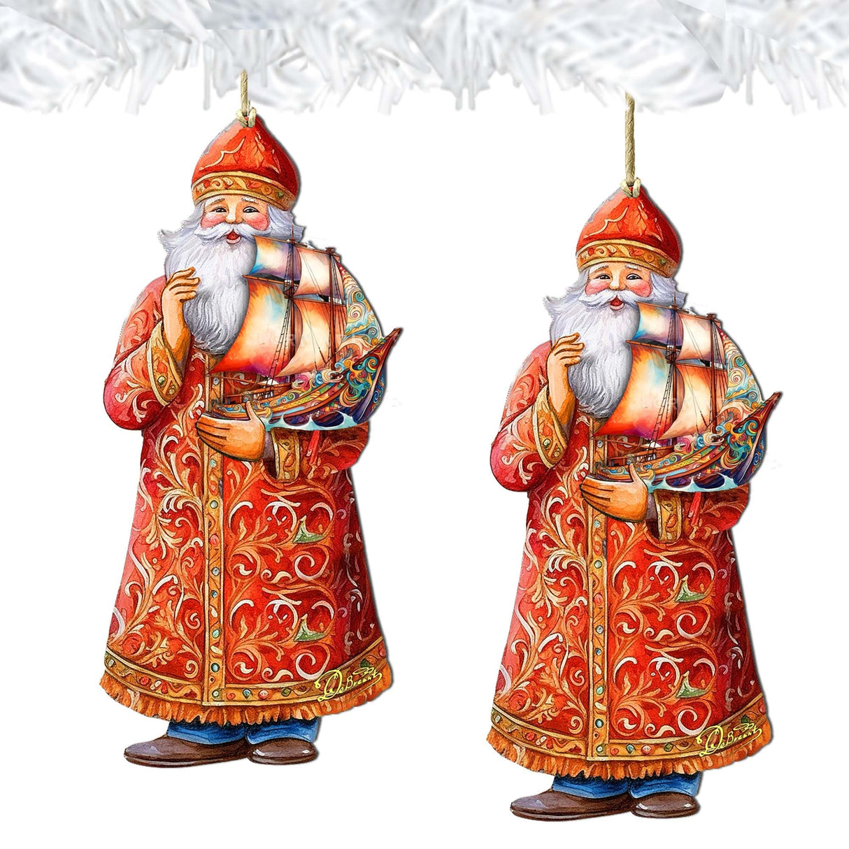 Crucero navideño con adornos de madera de Papá Noel de G. Debrekht - Decoración navideña de muñeco de nieve de Papá Noel - 8691408