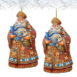 Santa with Fish Wooden Ornaments by G. Debrekht - Christmas Santa Snowman Decor - 8691411