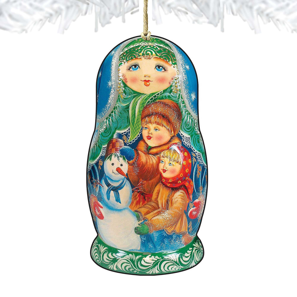Adornos de madera Matreshka de muñeco de nieve de G. DeBrekht - Decoración navideña - 8115932