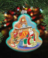 Adorno de vidrio de Papá Noel en la chimenea de G. DeBrekht - Papá Noel - 762-023