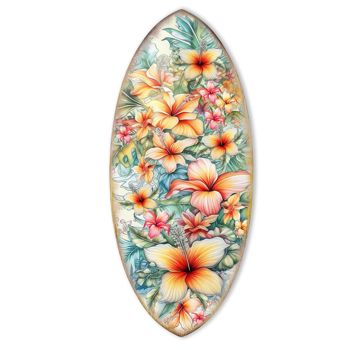 Bloom Harmony Surfboard Coastal Wall Art by G. DeBrekht - Coastal Holiday Decor - 8490132HS
