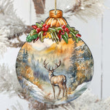 Elk in Mountain's Nature Beauty Wooden Ornaments by G.Debrekht - Wildlife Holiday Decor - 870027